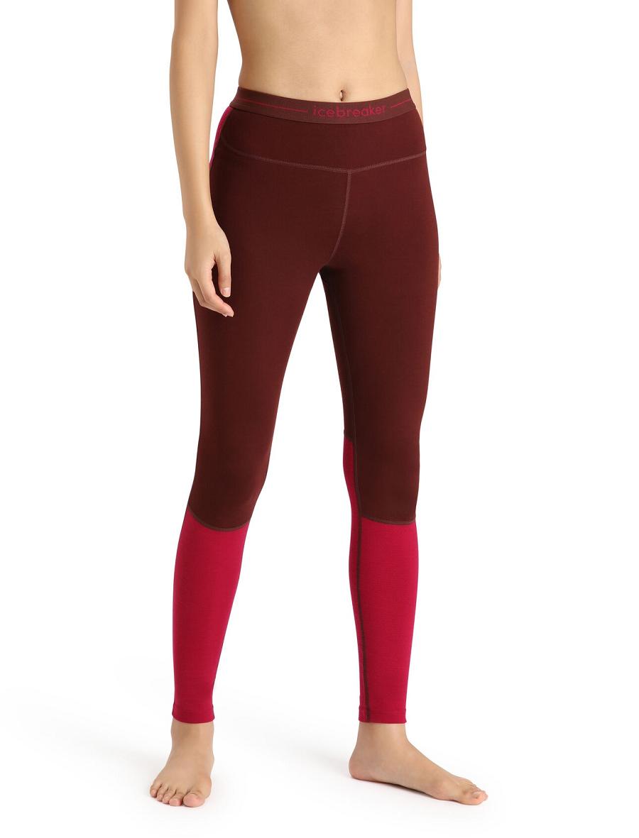 Women's Icebreaker Merino 260 ZoneKnit™ Leggings Base Layers Espresso / Cherry | CA 1056MQZA